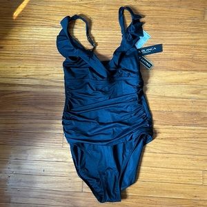 Brand New LaBlanca Tummy Control Ruffle One Piece Size 12. Has Tags and Liner.
